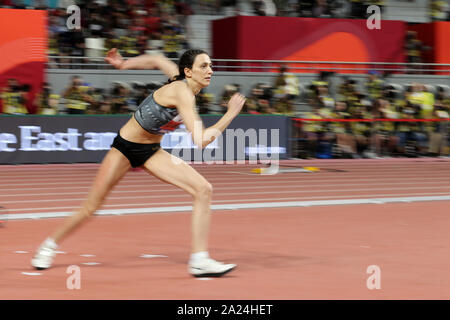 Doha, Qatar. Sep 30, 2019. Lasitskene Mariya athlète neutre autorisé en compétition lors de la finale du saut en hauteur femmes au Championnats du monde IAAF 2019 à Doha, Qatar, 30 Septembre, 2019. Crédit : Li Ming/Xinhua/Alamy Live News Banque D'Images