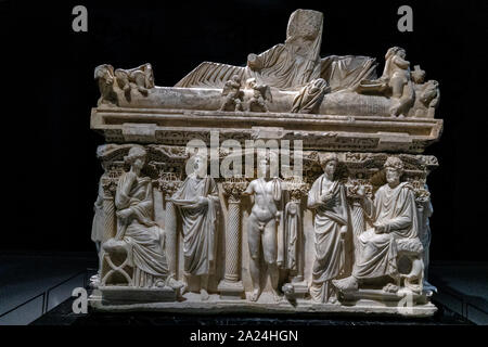 Un sarcophage du musée à Antakya, Hatay, Turquie Banque D'Images