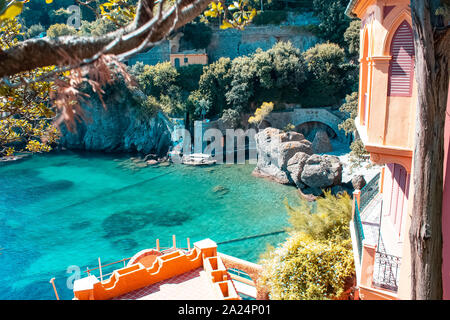 Villas en bord de mer près de Portofino en Italie Banque D'Images