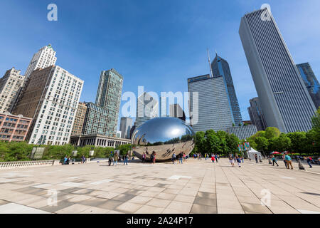 Horizon de Chicago et Chicago Bean Banque D'Images