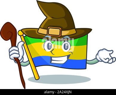 Drapeau gabon sorcière isolés dans le dessin animé Illustration de Vecteur