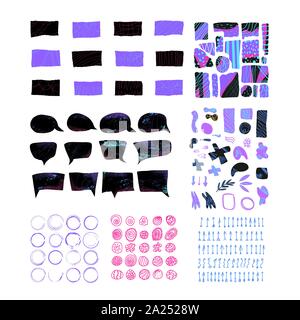 Ensemble d'éléments différents pour le collage. Les bulles, les cadres, les flèches et autres signes abstraits isolés. Ensemble de divers symboles. Vector illustrati Illustration de Vecteur