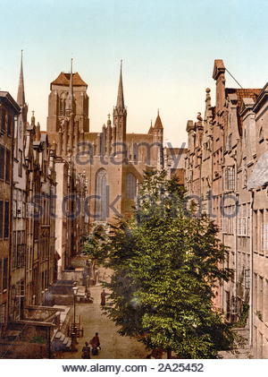 Grüner Markt, Danzig, la Prusse occidentale, Allemagne, Gdansk, Pologne. Carte Postale 1900 Banque D'Images