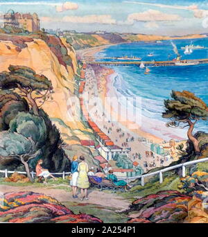 La baie de Durley Chine, 1920-1930. Peint par Leslie Moffatt Ward (1888-1978). Aquarelle sur papier Banque D'Images