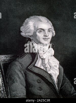 Maximilien Robespierre (1758 - 1794), avocat et homme politique français, ainsi que l'un des plus connus et les plus influentes associées à la Révolution française. Banque D'Images