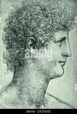 Portrait de Salai par Leonardo da Vinci. Leonardo di ser Piero da Vinci (1452-1519) un grand penseur italien de la Renaissance. Banque D'Images