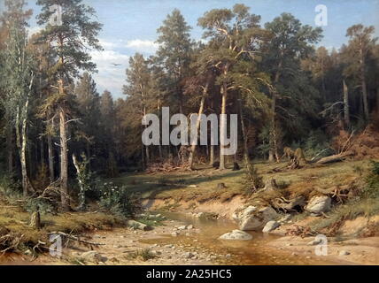 La peinture intitulée 'Forêt de pins. Bois du mât dans la Gubernyia Woods' par Ivan Chichkine. Ivan Ivanovitch Chichkine (1832-1898) un peintre de paysage russe Banque D'Images