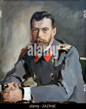 Portrait de Nicolas II par Valentin Serov. Valentin Alexandrovitch Serov (1865-1911) un peintre russe. Banque D'Images