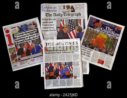 Media/pages au cours de la visite d'État du président américain Donald Trump en Grande-Bretagne ; Juin 2019 Banque D'Images