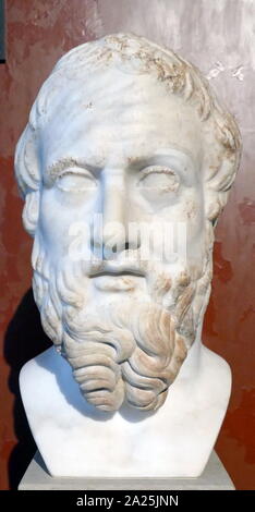 Buste d'Hérodote (ch. 484 av. J. - c. 425 avant J.-C.) un ancien historien grec qui est né à Halicarnasse dans l'Empire perse (aujourd'hui Bodrum, Turquie). Il est connu pour avoir écrit le livre de l'histoire, Banque D'Images