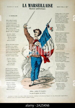 Illustration de la révolution française et les mots pour 'La Marseillaise' 1795 Banque D'Images
