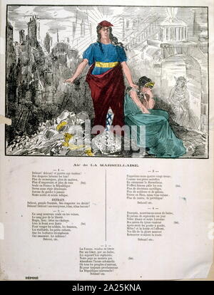 Illustration de la révolution française et les mots pour 'La Marseillaise'1871 Banque D'Images