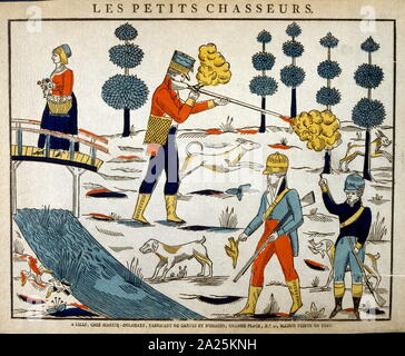 Gravure sur bois illustration début du 19ème siècle de chasse français Banque D'Images