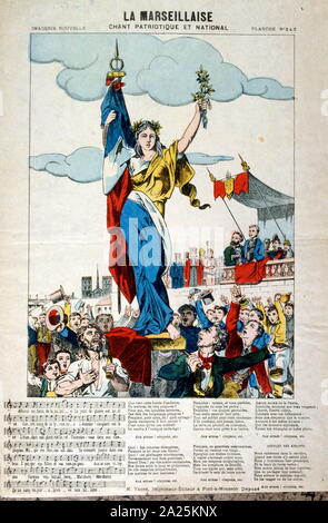 Illustration de la révolution française et les mots pour 'La Marseillaise'1871 Banque D'Images