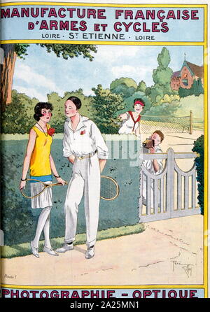 Couverture de magazine français représentant, Suzanne Lenglen (1899 - 1938) un joueur de tennis français qui a remporté 31 titres de championnat entre 1914 et 1926. Elle a dominé le tennis féminin à partir de 1914 jusqu'en 1926 quand elle passe professionnelle. Un athlète qui fait autorité, flamboyant, elle a été la première femme célébrité tennis et l'une des premières stars du sport féminin, nommé La Divine (la déesse) par la presse française Banque D'Images