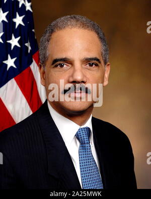 Portrait photographique de Eric Holder. Eric Himpton Holder Jr. (1951-), ancien procureur général des États-Unis. Banque D'Images