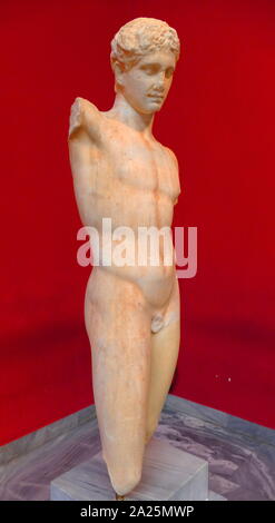 Pentelic statue en marbre d'un athlète. Original par Polykleitos. Banque D'Images