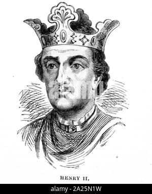 Illustration Henry II d'Angleterre. Henry II d'Angleterre (1133-1189) Roi d'Angleterre, duc de Normandie et d'Aquitaine, comte d'Anjou, du Maine et de Nantes, et seigneur d'Irlande. Banque D'Images