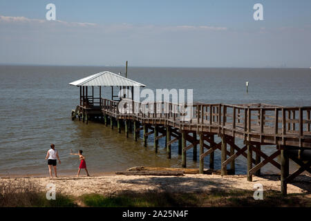 Jetée sur la baie de Mobile, Fairhope, Alabama Banque D'Images