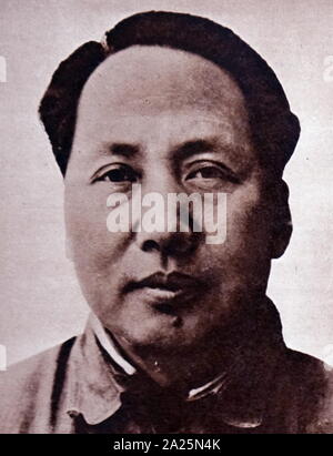 Portrait photographique de Mao (1893-1976) un révolutionnaire communiste chinois et père fondateur de la République populaire de Chine. Banque D'Images