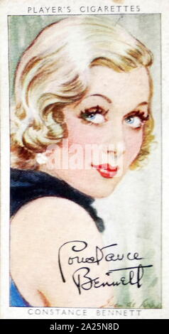 Les cigarettes Player's card représentant Constance Bennett. Constance Bennett Campbell (1904-1965) un film, radio, télévision et actrice. Banque D'Images