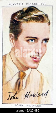 Les cigarettes Player's card représentant John Howard. John Richard Cox Jr. (1913-1995), un acteur américain. Banque D'Images