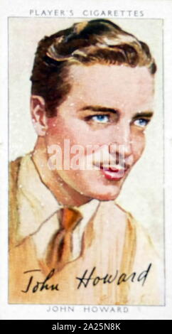 Les cigarettes Player's card représentant John Howard. John Richard Cox Jr. (1913-1995), un acteur américain. Banque D'Images