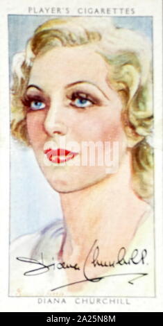 Les cigarettes Player's card représentant Diana Churchill. Diana Josephine Churchill (1913-1994), une actrice anglaise. Banque D'Images