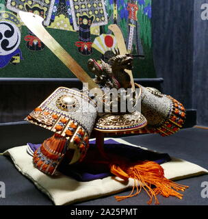 17e siècle Samurai Warrior helmet Banque D'Images