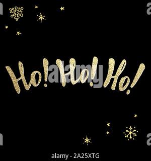 Lettres d'or de Noël - ho. Cute clip art dessiné à la main pour les vacances d'hiver. Vector illustration pour les cartes de vœux, des bannières, des invitations de partie. Illustration de Vecteur