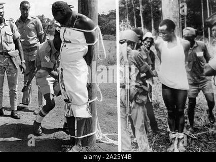 Photographie d'un prisonnier du régime de Idi Amin Dada. Idi Amin Dada Oumee (1925-2003) un homme politique ougandais et officier militaire. Banque D'Images