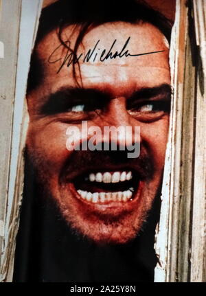 Encore de "The Shining" signé par Jack Nicholson. John Joseph Nicholson (1937-), un acteur et cinéaste. Banque D'Images