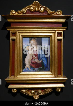 Vierge à l'enfant avec une grenade, 1475 - 1480, huile sur panneau de peuplier, par Léonard de Vinci (1452-1519), l'artiste italien et polymathe Banque D'Images