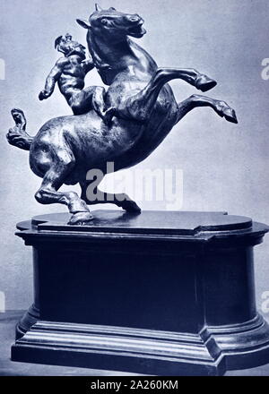 Le cheval et le cavalier, bronze, ch. 1506-08. Budapest, Musée des beaux-arts (23,5) haut de polymathe italien. atelier Léonard de Vinci (1452-1519). Banque D'Images