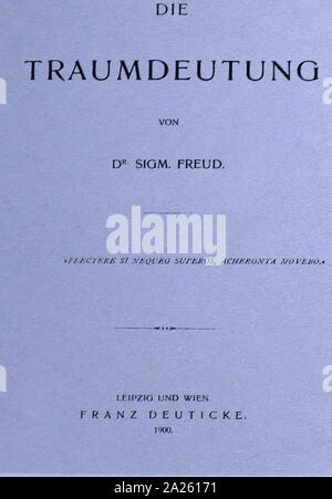 Page de titre de "Interprétation des Rêves" Traumdeuting Die) 1900 par Sigmund Freud, (1856 - 23 septembre 1939) ; et le neurologue autrichien fondateur de la psychanalyse Banque D'Images