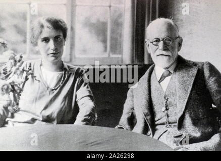 Sigmund et Anna Freud (fille) 1929. Sigmund Freud (1856 - 23 septembre 1939) ; et le neurologue autrichien fondateur de la psychanalyse. 1929 Banque D'Images