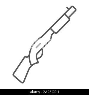 L'icône de la ligne mince fusil, arme et militaires, fusil automatique sign, le vectoriel, un motif linéaire sur un fond blanc. Illustration de Vecteur