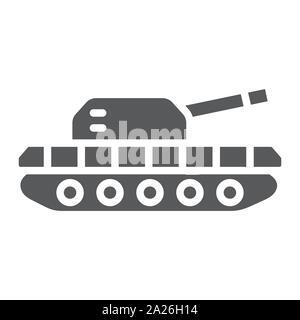 Glyphe de chars de l'armée, de l'armée et de l'icône de force, signe d'induit, le vectoriel, un modèle solide sur un fond blanc. Illustration de Vecteur