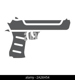 Pistolet Desert Eagle icône glyphe, de l'armée et d'armes de poing, signer, le vectoriel, un modèle solide sur un fond blanc. Illustration de Vecteur