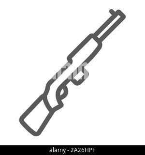 Carabine fusil, de l'armée et de l'icône de la ligne d'armes à feu militaires, signer, le vectoriel, un motif linéaire sur un fond blanc. Illustration de Vecteur