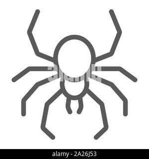 Icône de l'araignée, spooky et animal, signe des arachnides, le vectoriel, un motif linéaire sur un fond blanc. Illustration de Vecteur