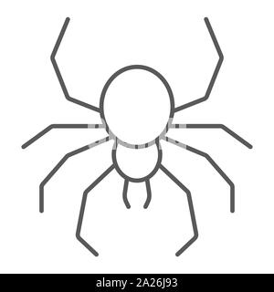 L'icône de la ligne fine araignée, spooky et animal, signe des arachnides, le vectoriel, un motif linéaire sur un fond blanc. Illustration de Vecteur