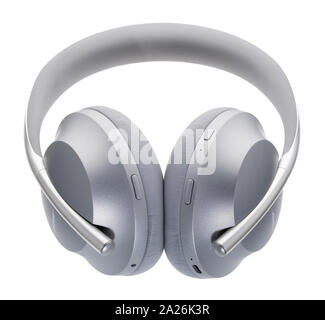 Ecouteurs antibruit Bose. Matt Silver casque sans fil. Banque D'Images