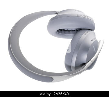 Ecouteurs antibruit Bose. Matt Silver casque sans fil. Banque D'Images