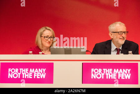 Jeremy Corbyn, chef du parti travailliste et Rebecca Long-Bailey au Parti du Travail Conférence annuelle 2019, Brighton, UK Banque D'Images