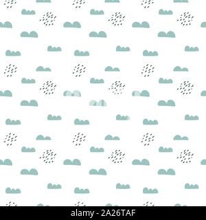 Vector pattern transparente scandinaves les nuages et la pluie. Doodle simple mignon pour les enfants fond papier peint, textile de chambre Illustration de Vecteur