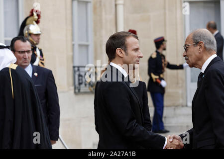 Paris, France. Sep 30, 2019.Emmanuel Macron reçoit des chefs d'état et de gouvernement pour rendre hommage au Président Jacques Chirac. Banque D'Images