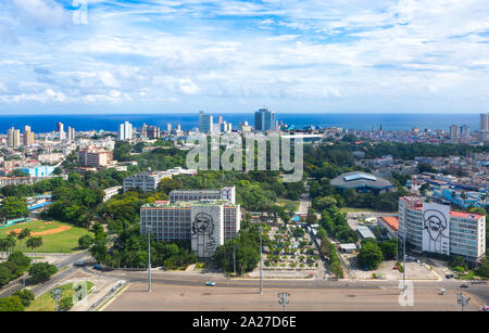 La Havane Cuba Skyline / 30 août 2019 / vues de la ville de La Havane et les bâtiments du Gouvernement cubain tourné à partir du haut de la Mémorial José Marti Banque D'Images