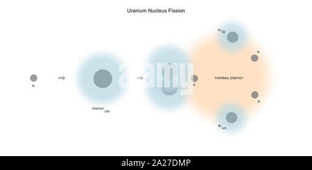 Fission de l'uranium nucléaire - particules élémentaires théorie physique Banque D'Images