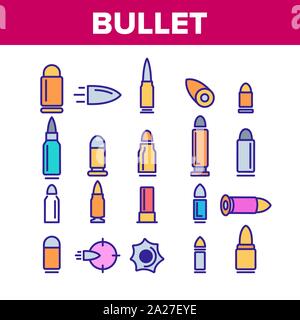 Les icônes de couleur des munitions à puce définissent le vecteur Illustration de Vecteur